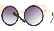 Round Metal Cateye Sunglasses - Black/Black