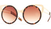 Round Metal Cateye Sunglasses - Tortoise/Brown