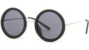 Round Hipster Silver Sunglasses - Black/Black