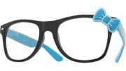 Hello Bow Colored Clear Glasses - Blue/Clear