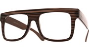 Large Squared Block Glasses - Wood/Gry/Blk