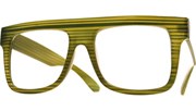 Large Squared Block Glasses - Wood/Grn