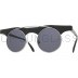 Wide Frame Round Sunglasses - BlkSil/Black
